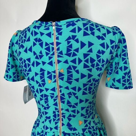 LuLaRoe Blue and Green Geometric Dress NWT - Picture 11 of 14